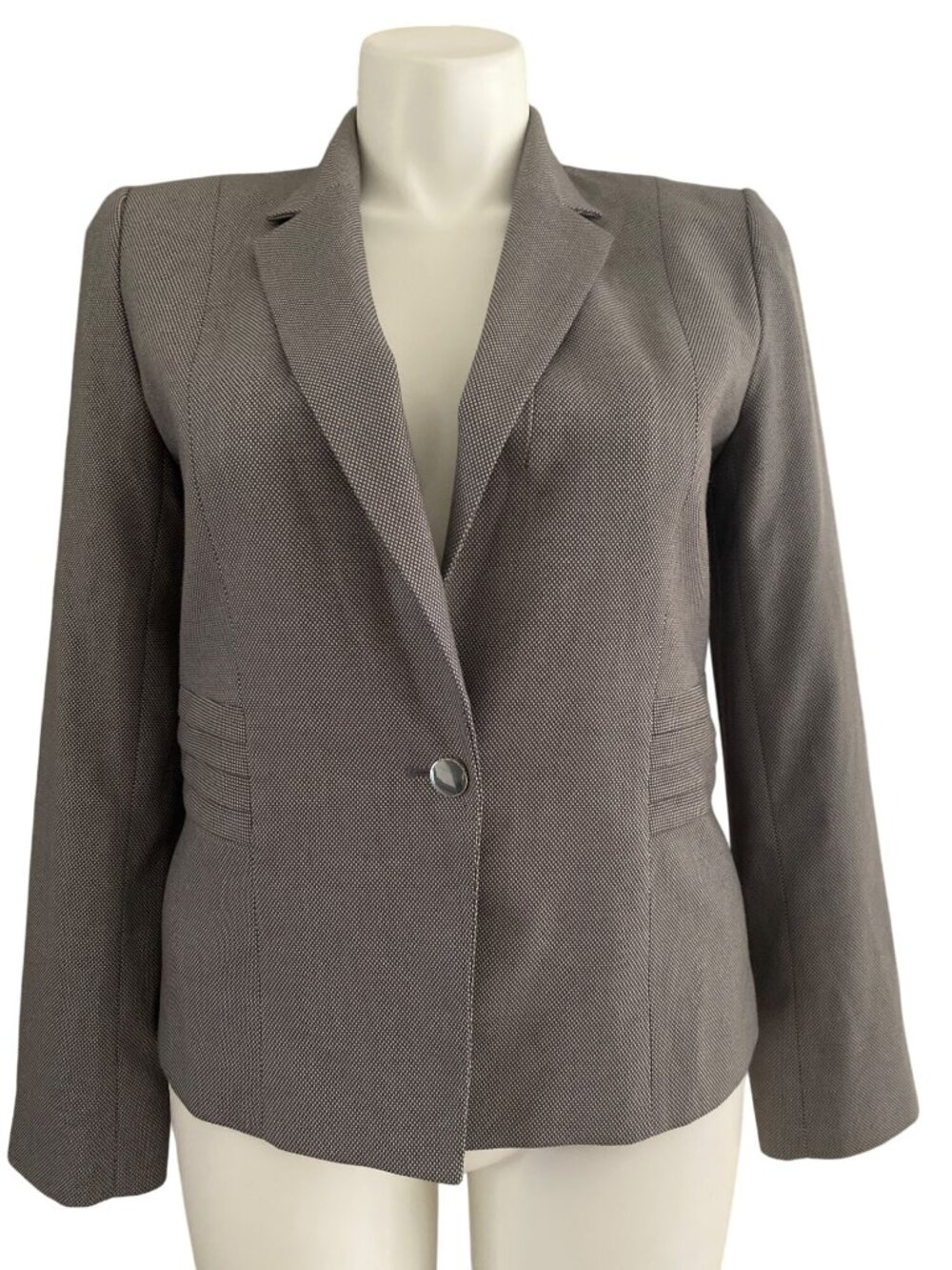 Calvin Klein Women's Gray Long Sleeve Blazer, Single-Button Size 14